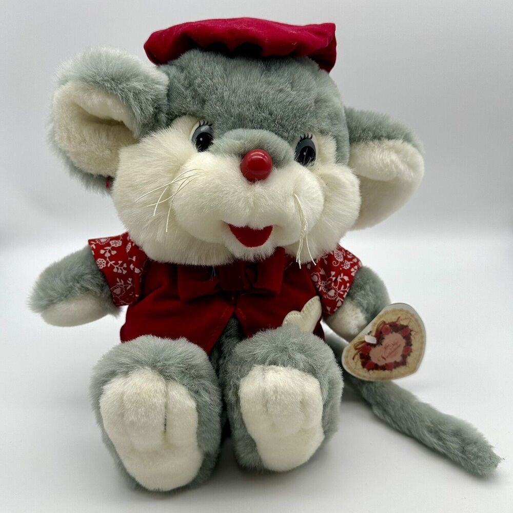 Vintage Valentines Mouse Beret Hat Red Heart Jacket New With Tags